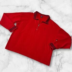 Nautica 1/4 Zip Sweater Women’s Extra Large XL Red Mock Neck Knit Preppy Casual